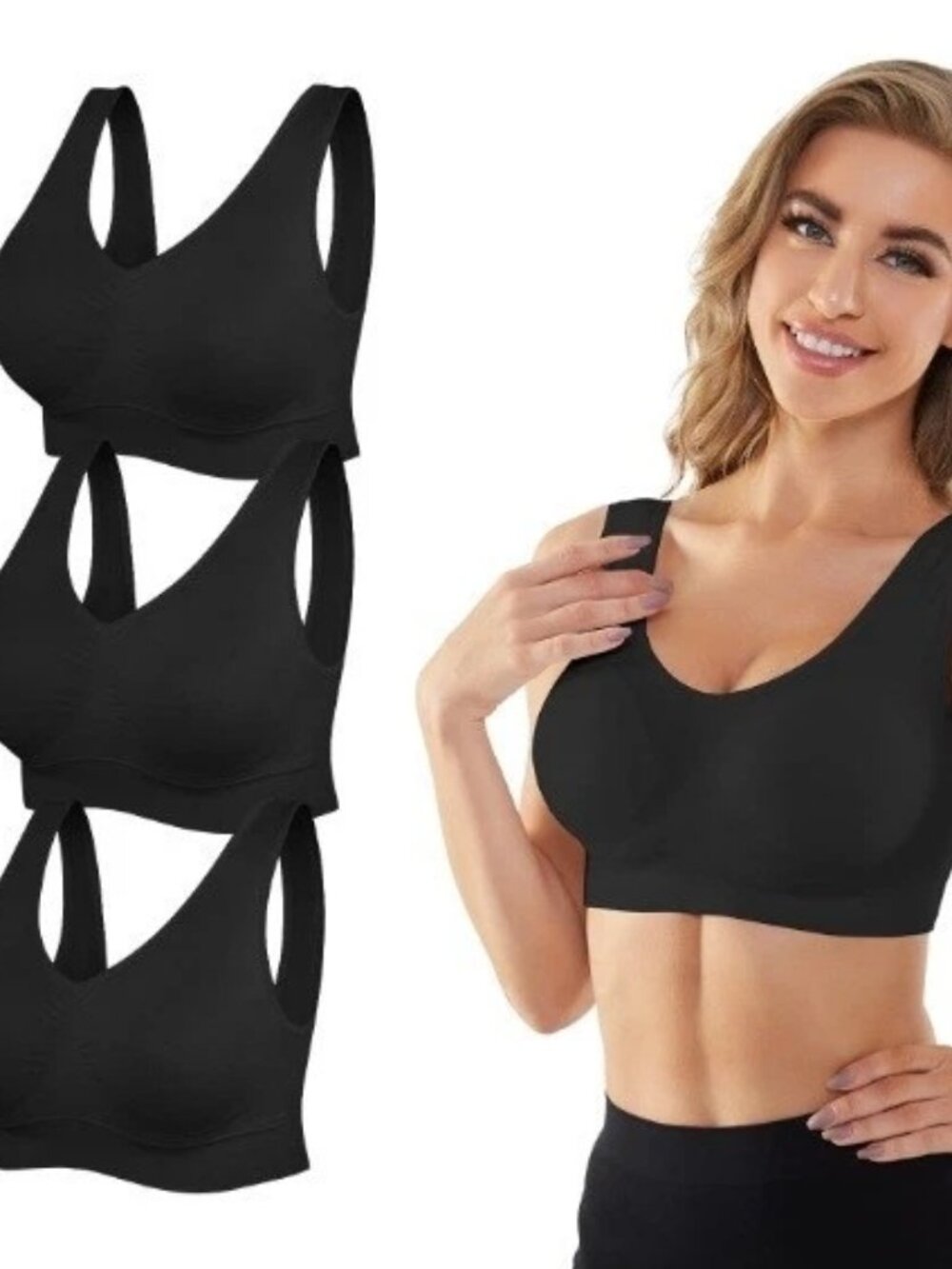 YADIFEN Wireless Comfortable Seamless Sleep Yoga Sports Bras with Removable Pad